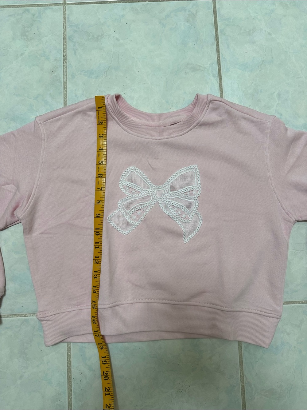 LoveShackFancy x Target Girls' Ella French Terry Bow Pink Sweatshirt Size XXL - Picture 8 of 10